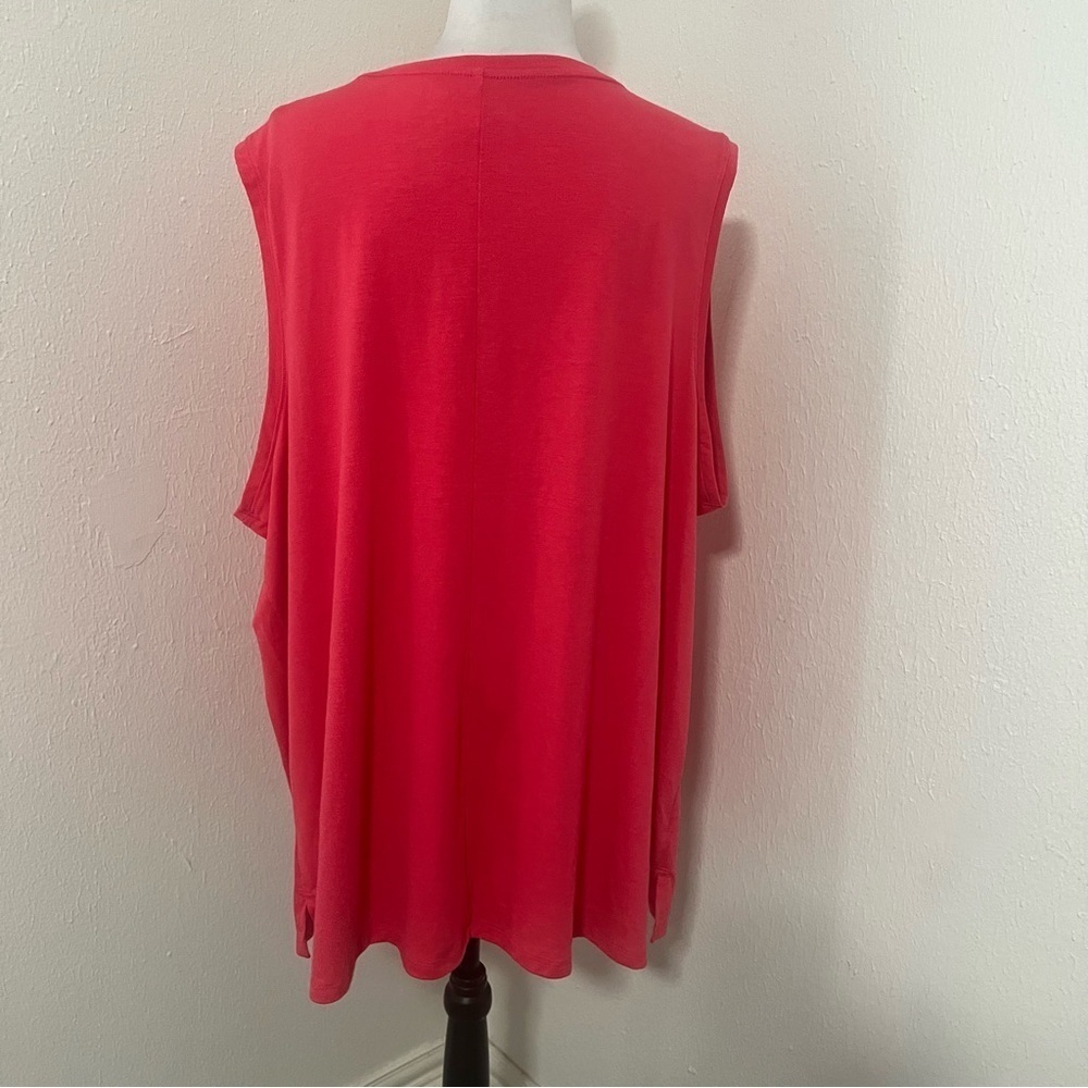 Terra & Sky Women's Plus Size 3X (24W-26W) Swing Tank Summer Shirt Coral Punch - Picture 4 of 5
